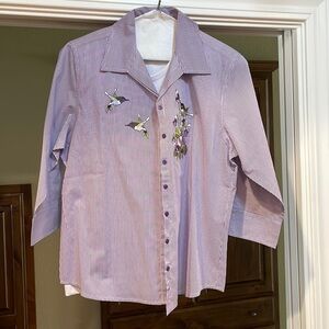 grandma chic hummingbird blouse and matching tank